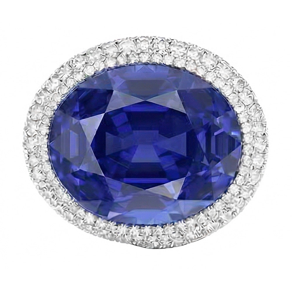 Ovaler Cocktailring aus Saphirgold