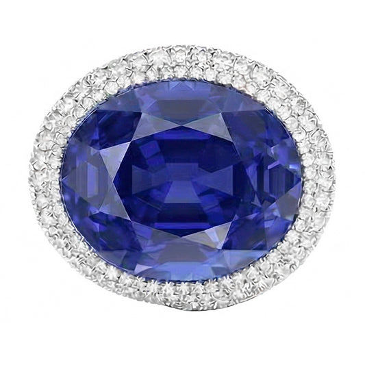 Ovaler Cocktailring aus Saphirgold