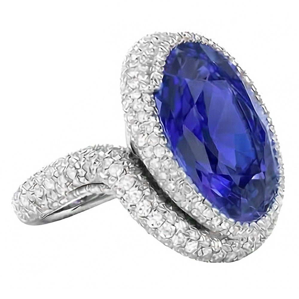 Ovaler Cocktailring aus Saphirgold