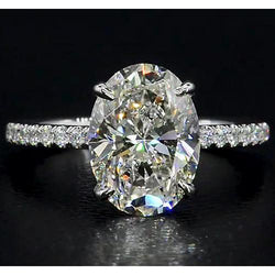 Ovaler Diamant-Verlobungsring, 4-karätiger Schmuck, echtes 14-karätiges Weißgold