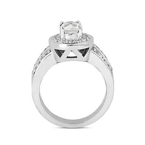 Ovaler Echt Diamant Halo Verlobungsring 2.51 Karat Weißgold 14K Schmuck