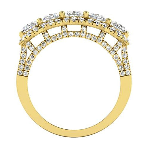 Ovaler Echt Diamant-Jubiläumsring 6,25 Karat Cathedral Set Gelbgold