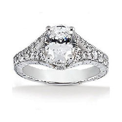 Ovaler Echt Aus der Erde Abgebauter Natürlicher Diamant-Verlobungsring im Vintage-Stil 1,51 ct. Weißgold 14K