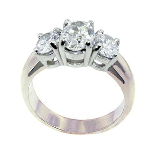 Ovaler Echt Diamant-Verlobungsring mit 3 Steinen 3.01 cts. Weißgold 14K