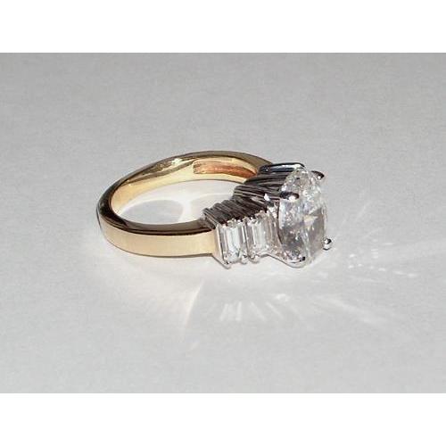 Ovaler Echt Diamantring Antik-Aussehen 1,51 Karat zweifarbiger Schmuck Neu