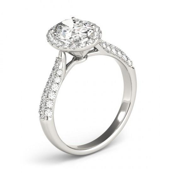 Ovaler Halo-Echt Diamant-Verlobungsring 1,75 Karat Weißgold 14K Schmuck