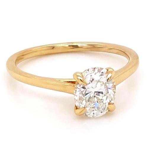 Ovaler Natürliche Diamant Solitär Ring 1 Karat Gelbgold Schmuck Neu