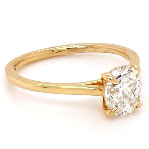 Ovaler Natürliche Diamant Solitär Ring 1 Karat Gelbgold Schmuck Neu