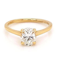 Ovaler Natürliche Diamant Solitär Ring 1 Karat Gelbgold Schmuck Neu