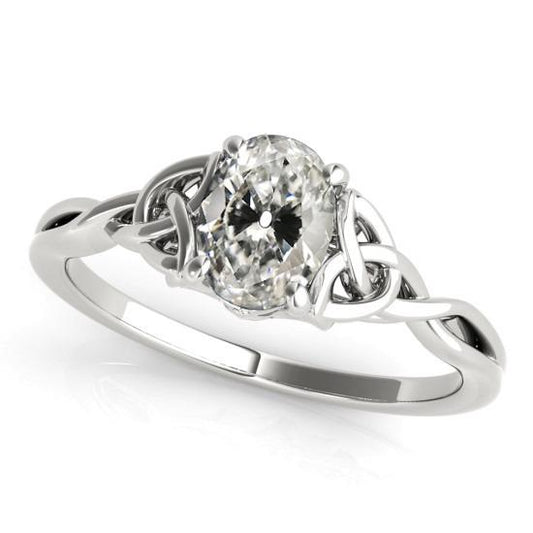 Ovaler Old Cut Echt Diamant Solitaire Ring Infinity Knot Style 3 Karat