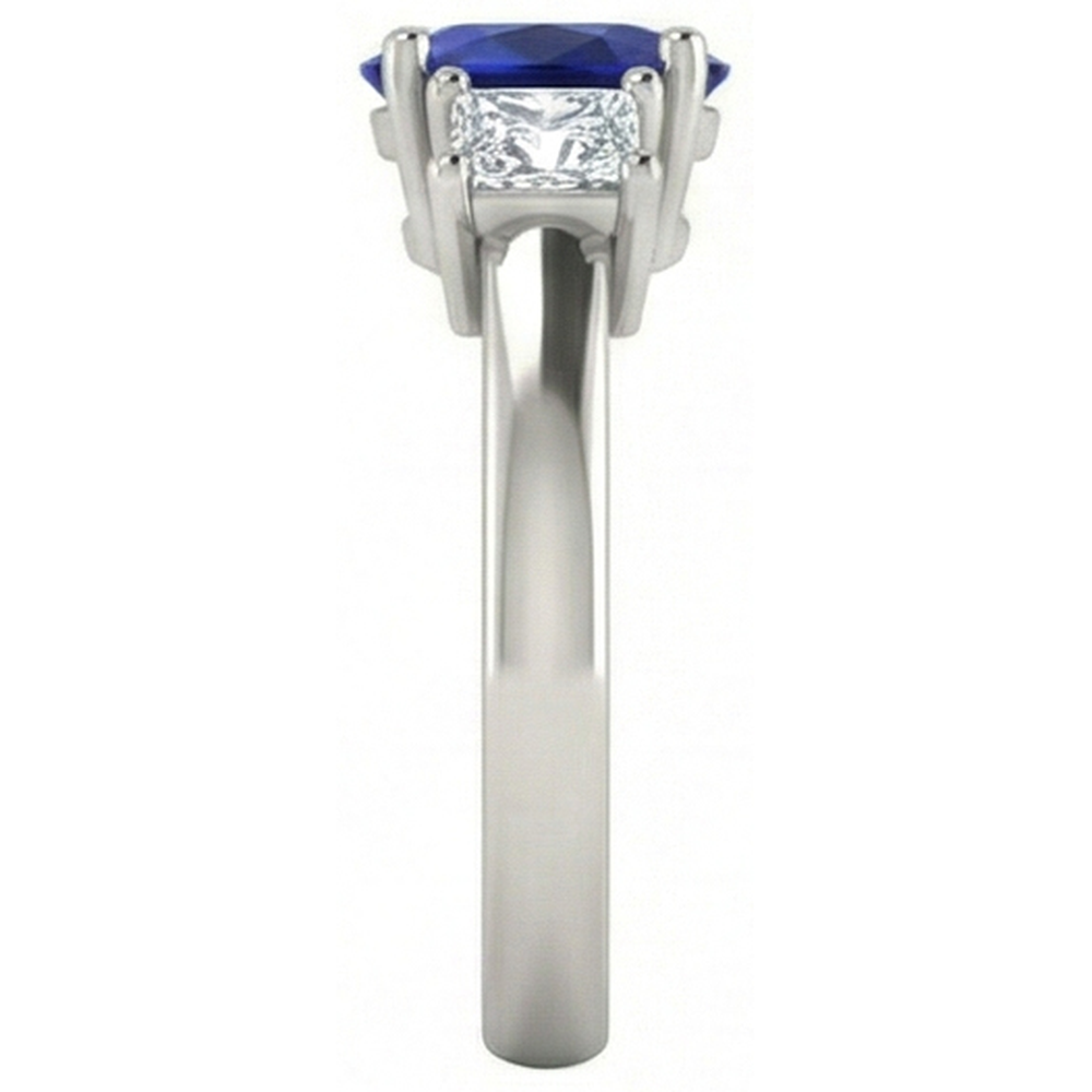 Ovaler Princess Schliff 2,25 Kt Ceylon Saphir Aus der Erde Abgebauter Natürlicher Diamanten Ring Weißgold 14K