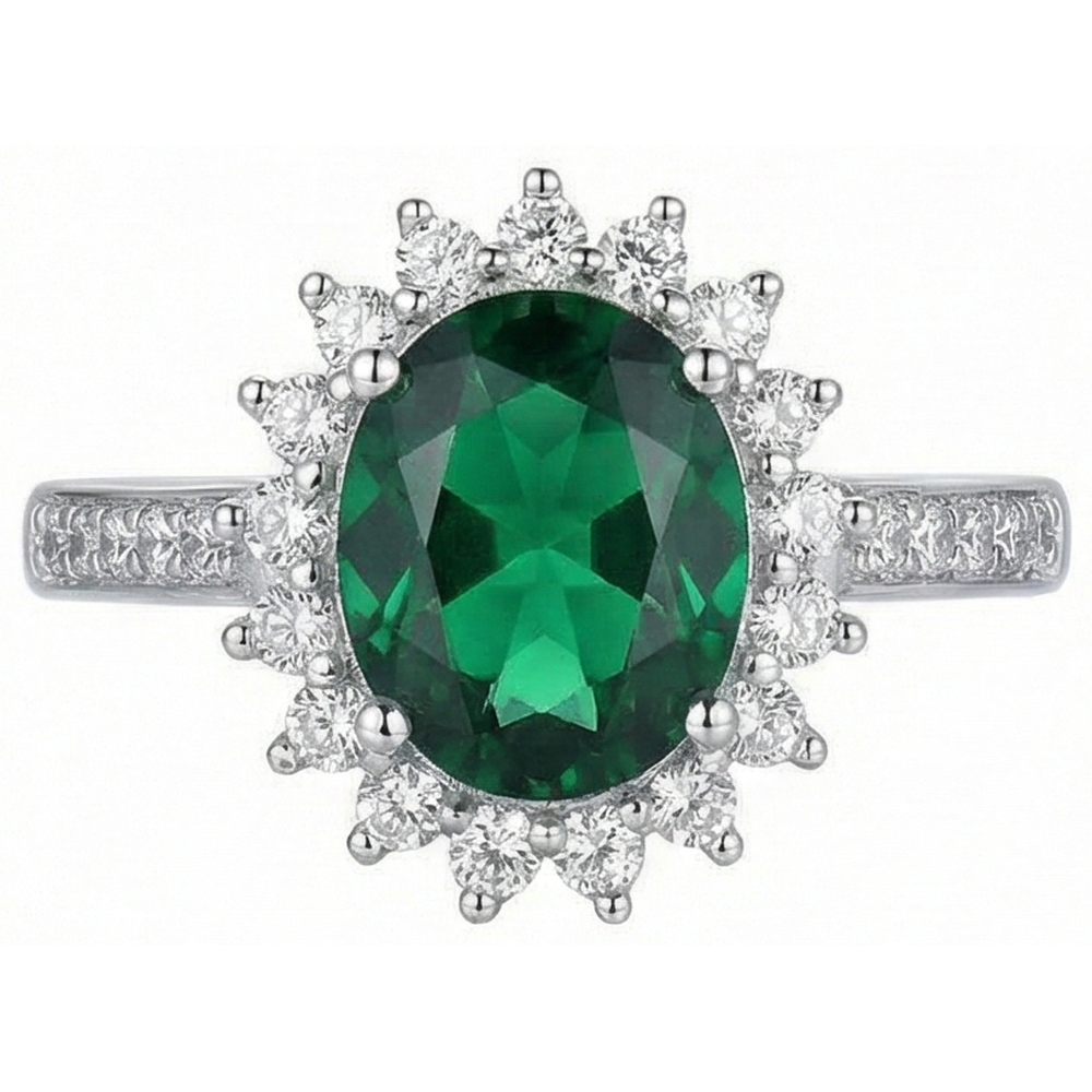 echter oval smaragd 5.75Karat ring Seitenansicht