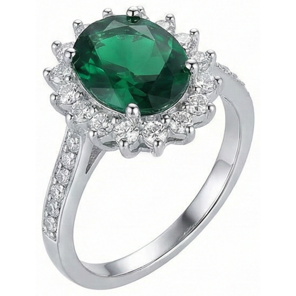 echter oval smaragd 5.75Karat ring Draufsicht