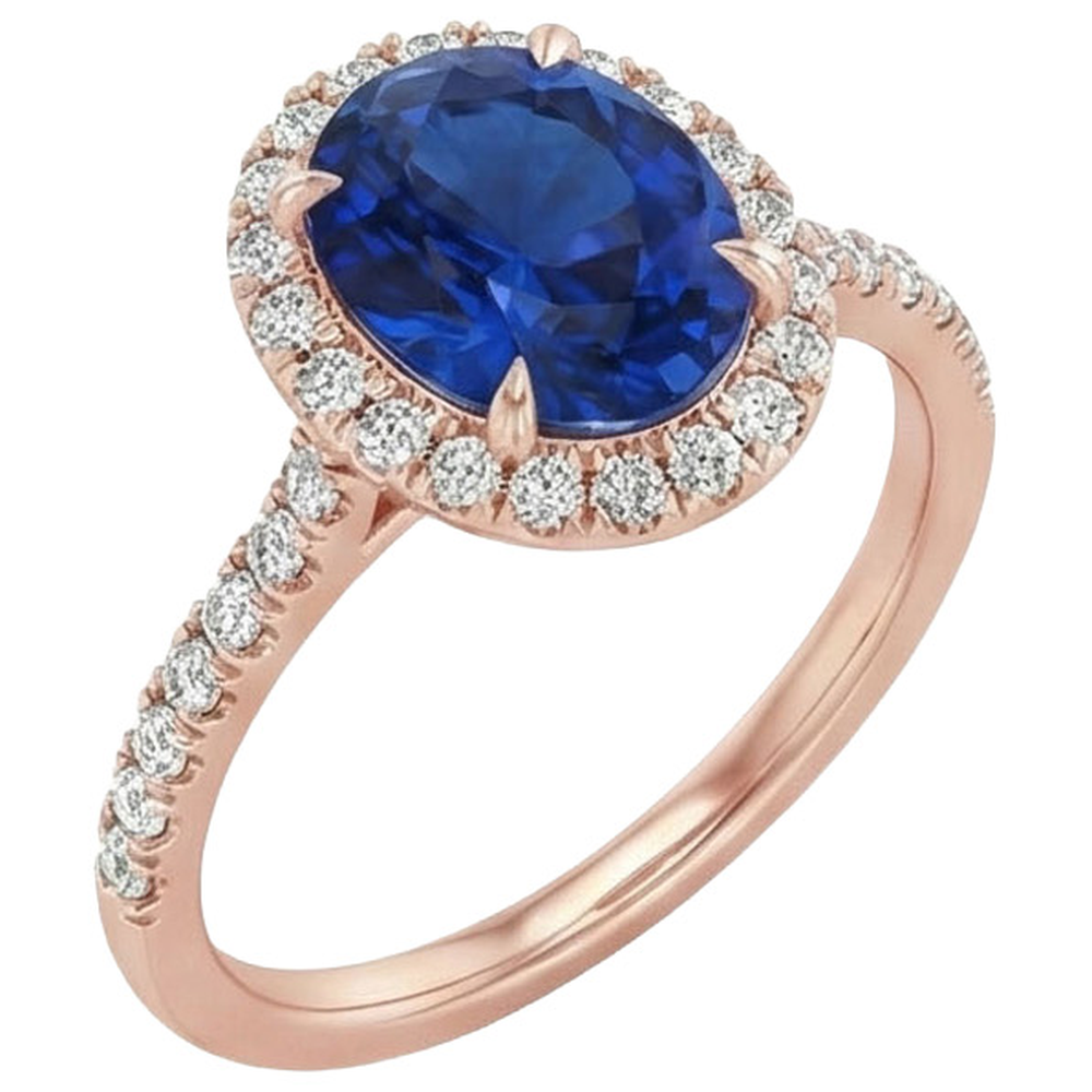 echter oval diamant 8Karat ring Seitenansicht