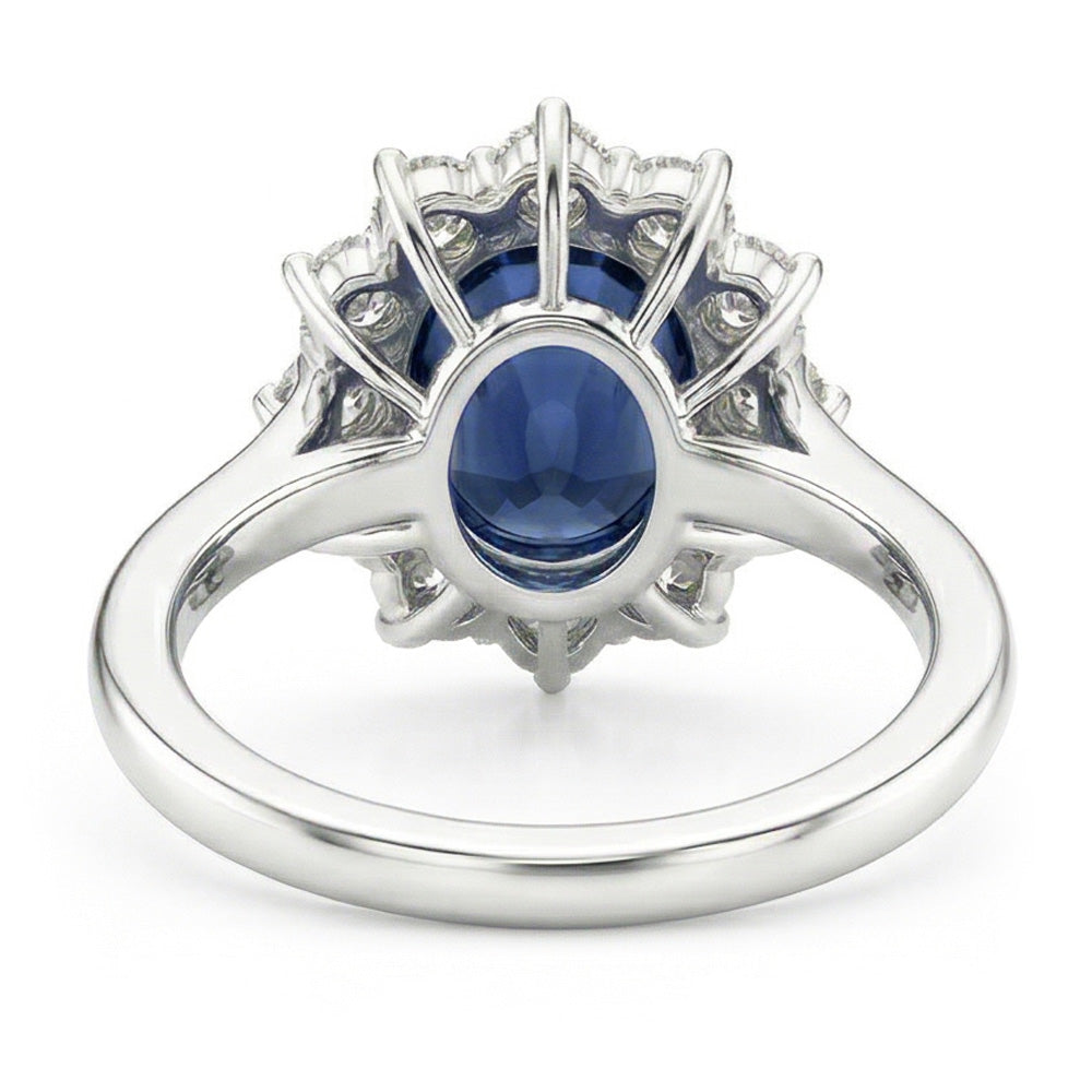 Ovaler Saphir-Aus der Erde Abgebauter Natürlicher Diamant-Fancy-Ring 1,55 Karat Weißgold 14K