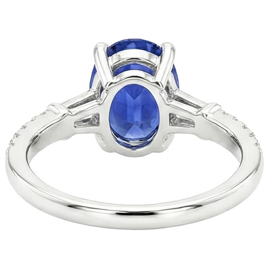 Ovaler Saphir-Natürlicher Diamant ( nicht im Labor gezüchtet )ring