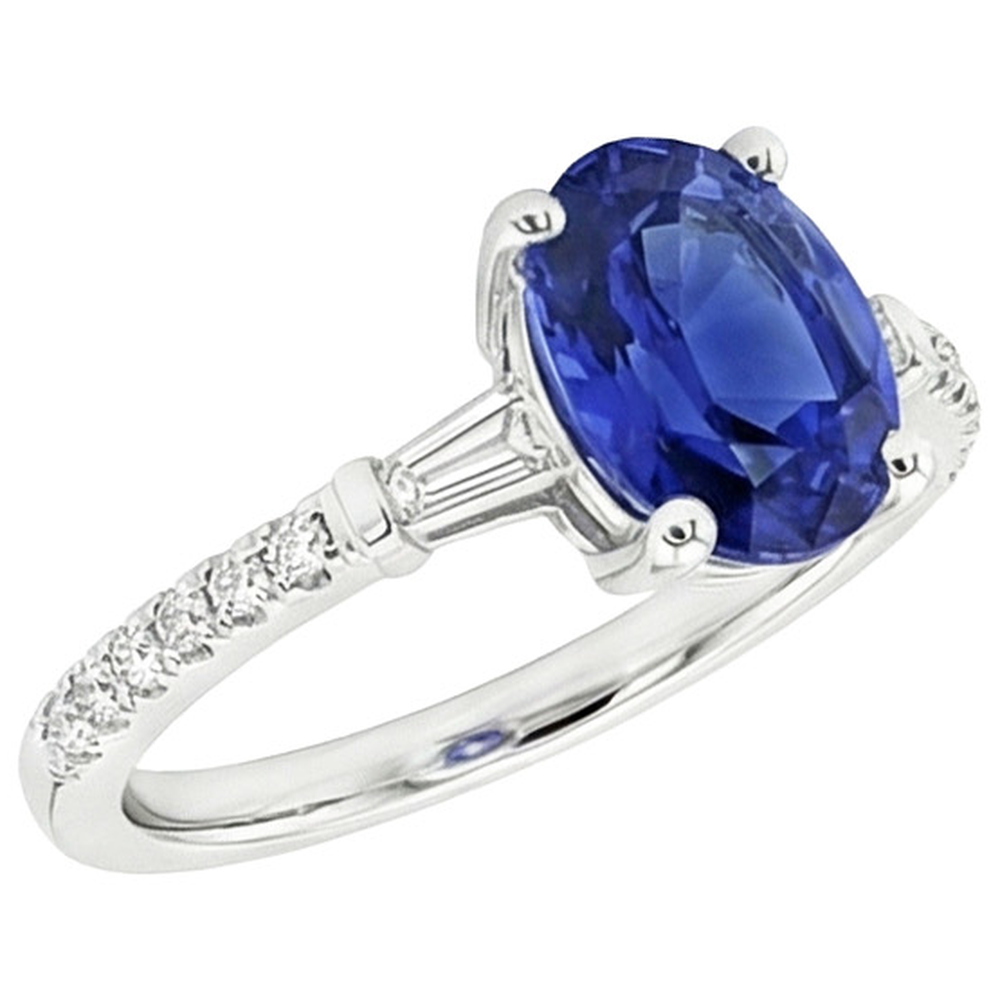Ovaler Saphir-Natürlicher Diamant ( nicht im Labor gezüchtet )ring