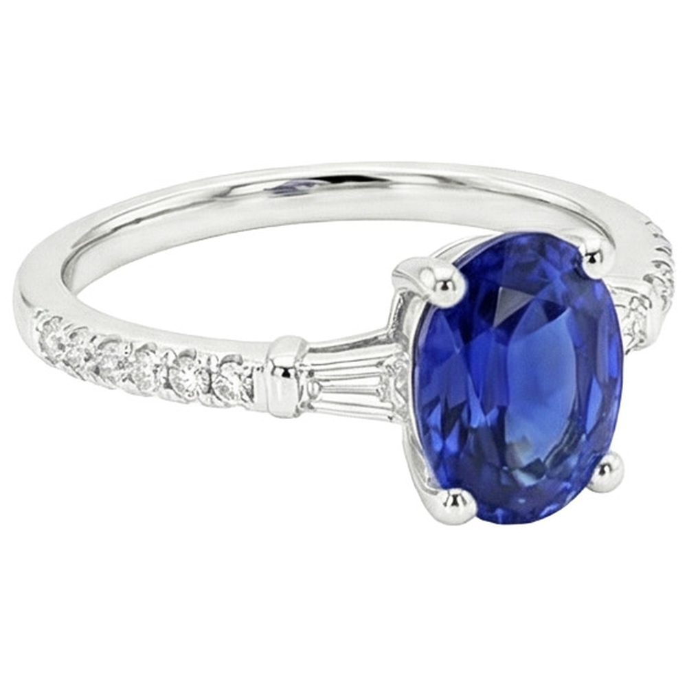 Ovaler Saphir-Natürlicher Diamant ( nicht im Labor gezüchtet )ring