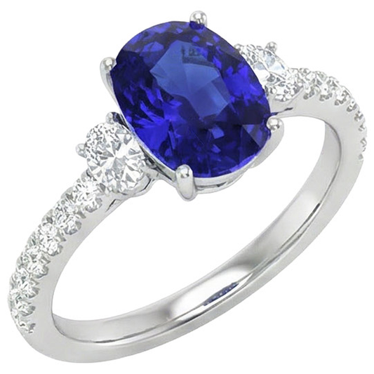 Ovaler Saphir-Aus der Erde Abgebauter Natürlicher Diamantring mit 10 Carat