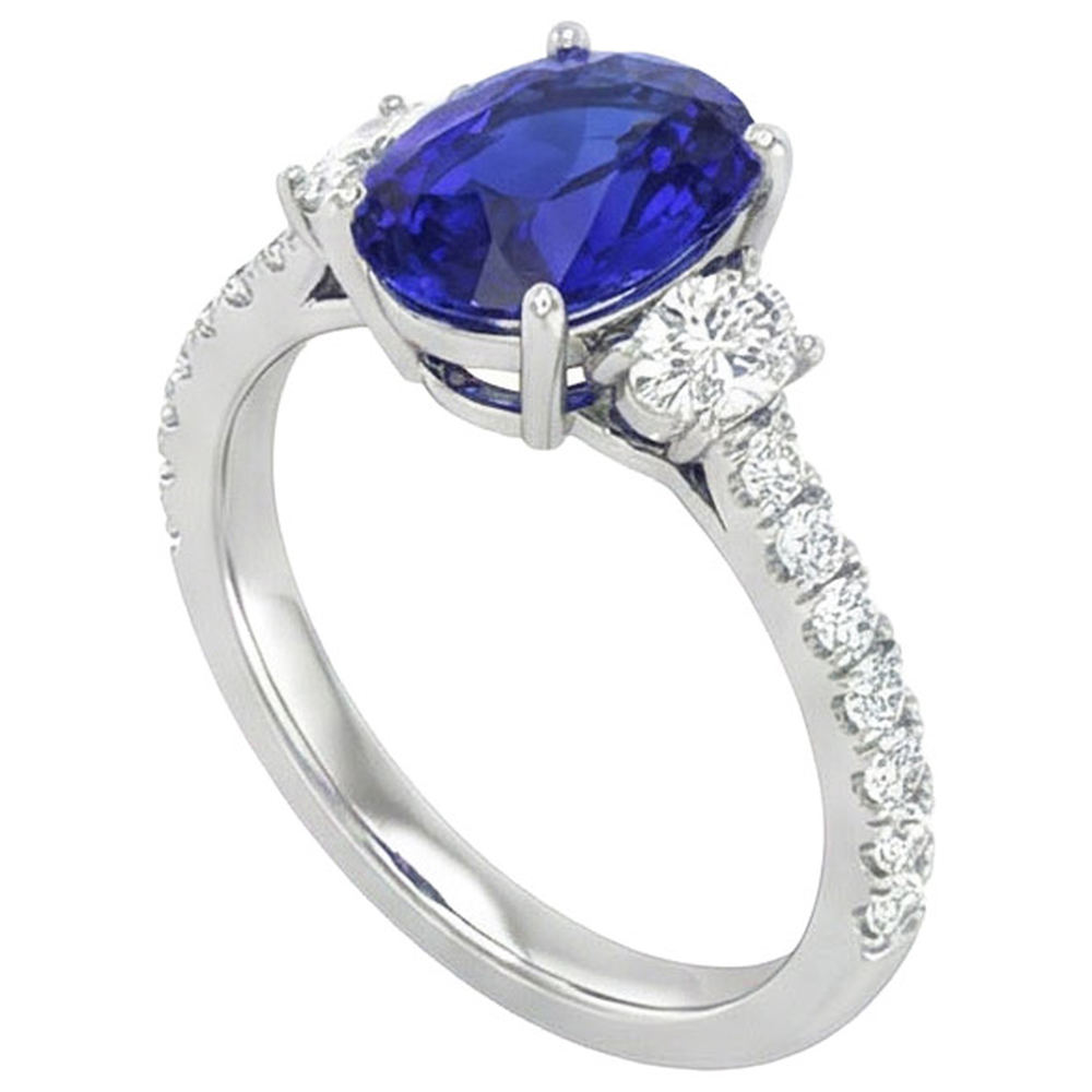 Ovaler Saphir-Aus der Erde Abgebauter Natürlicher Diamantring mit 10 Carat