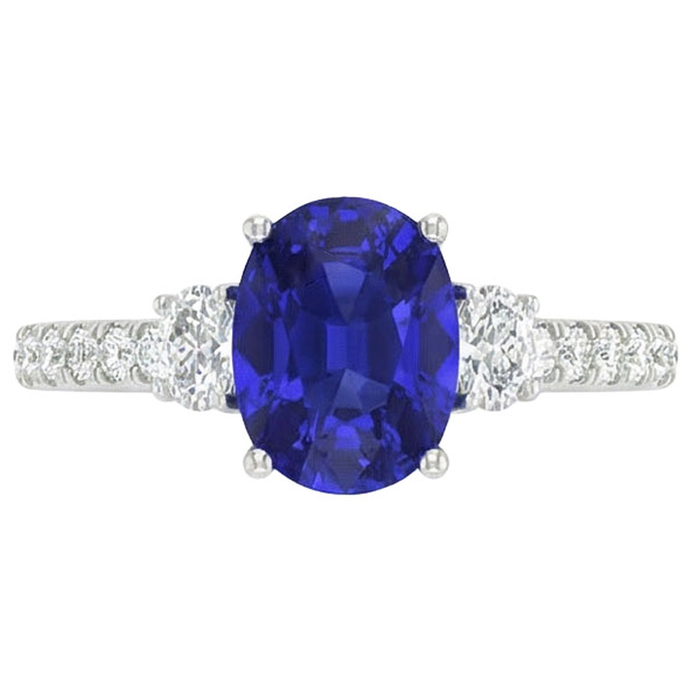 Ovaler Saphir-Aus der Erde Abgebauter Natürlicher Diamantring mit 10 Carat