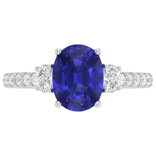Ovaler Saphir-Aus der Erde Abgebauter Natürlicher Diamantring mit 10 Carat