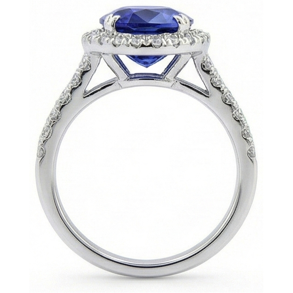 Ovaler Saphir Halo Ehering Set Pave Split Shank 5 Karat Gold