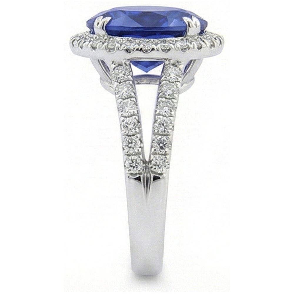 Ovaler Saphir Halo Ehering Set Pave Split Shank 5 Karat Gold
