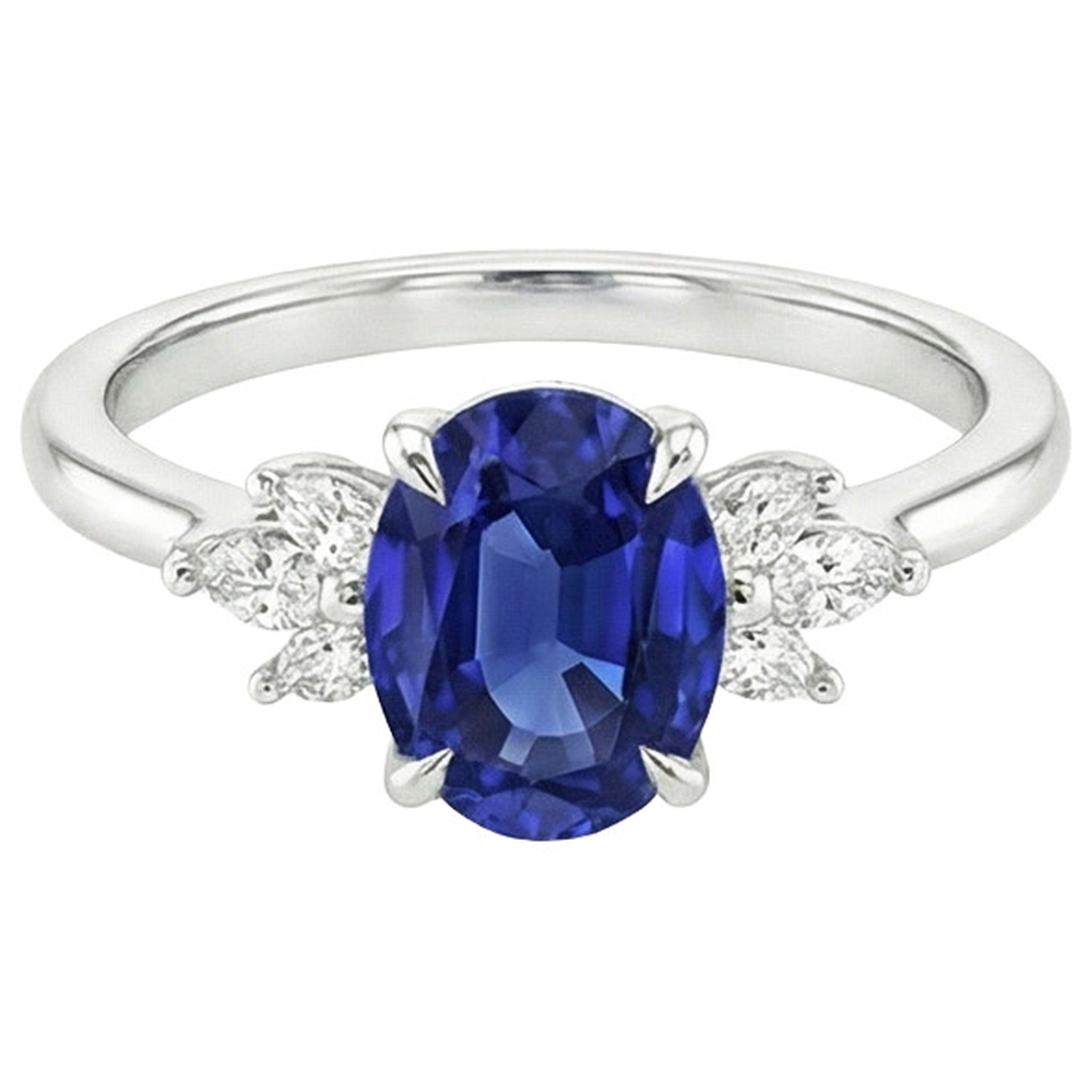 echter oval diamant 4.50Karat ring Profilansicht