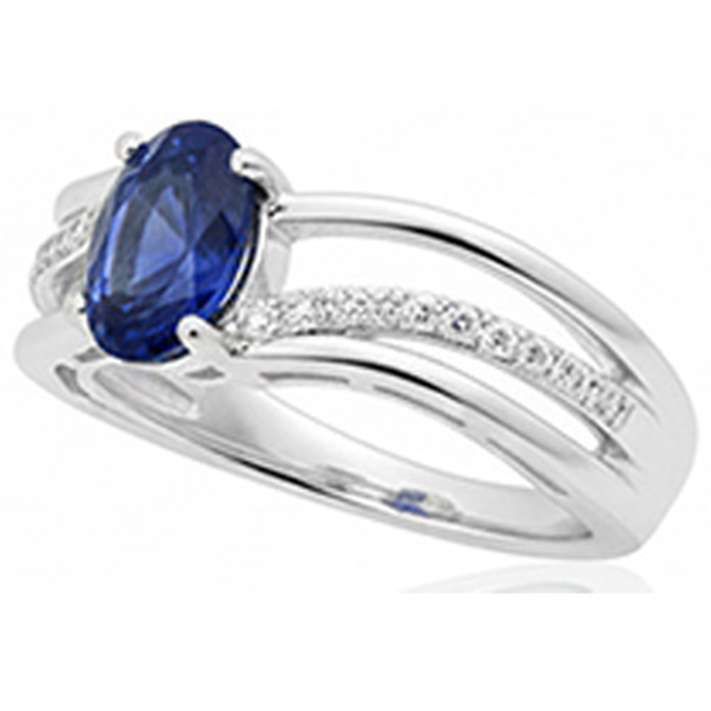 Ovaler Sri Lanka Blauer Saphir Aus der Erde Abgebauter Natürlicher Diamant 3 Karat Ehering