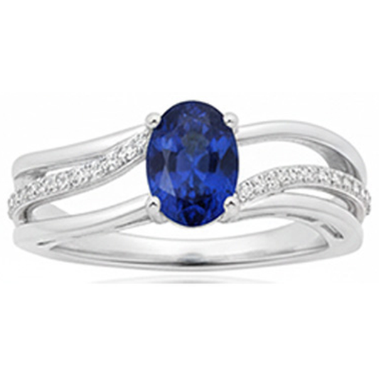 Ovaler Sri Lanka Blauer Saphir Aus der Erde Abgebauter Natürlicher Diamant 3 Karat Ehering