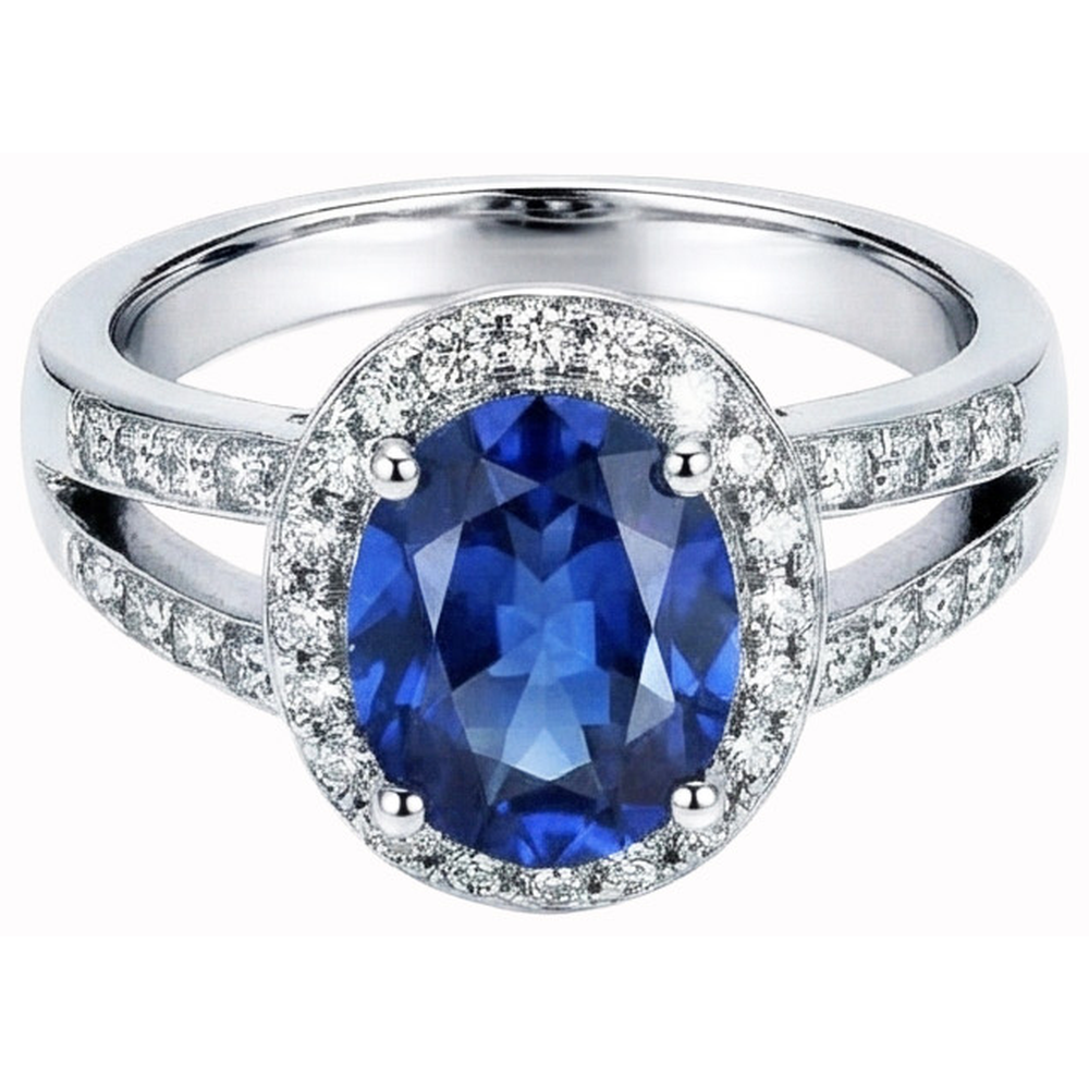 echter oval saphir 3.51Karat ring Vorderansicht