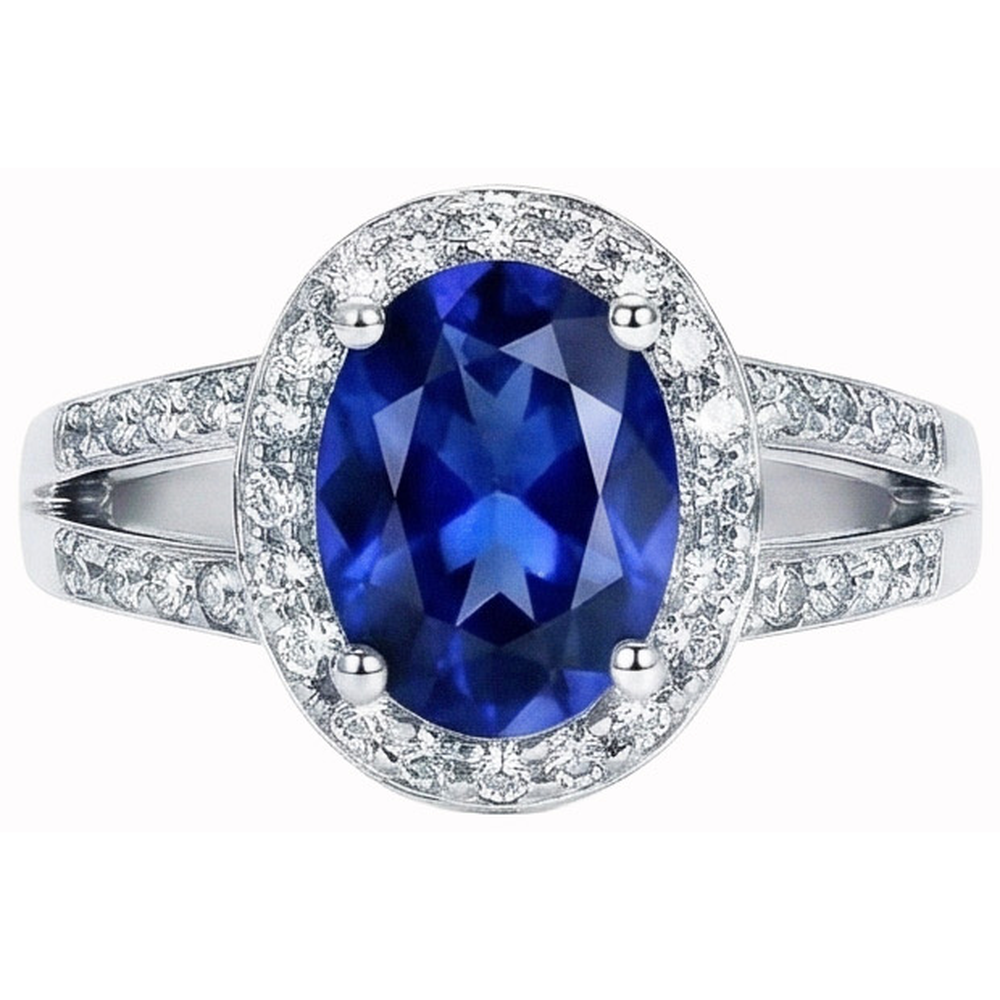 echter oval saphir 3.51Karat ring Seitenansicht