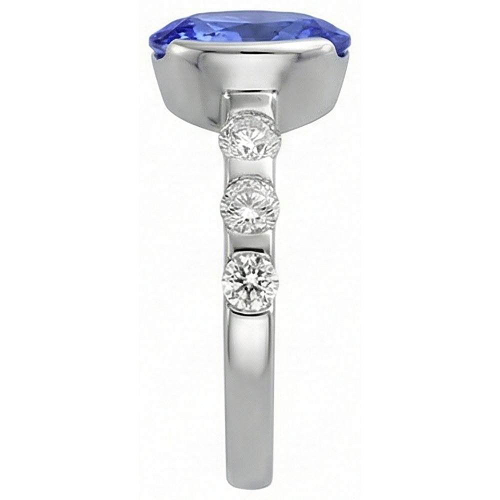 Ovaler Tansanit AAA und Aus der Erde Abgebauter Natürlicher Diamanten Ring Weißgold 4,50 Karat Schmuck
