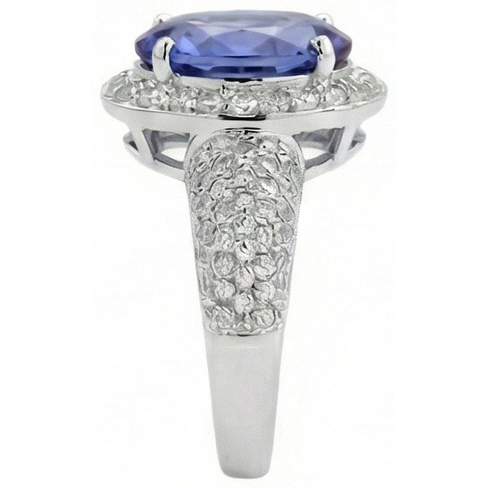 Ovaler Tansanit & Aus der Erde Abgebauter Natürlicher Diamanten 7 Karat Ring Pave Weißgold 14K