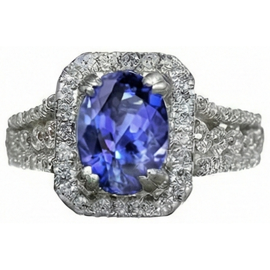 echter oval tansanit 5.70Karat ring Seitenansicht