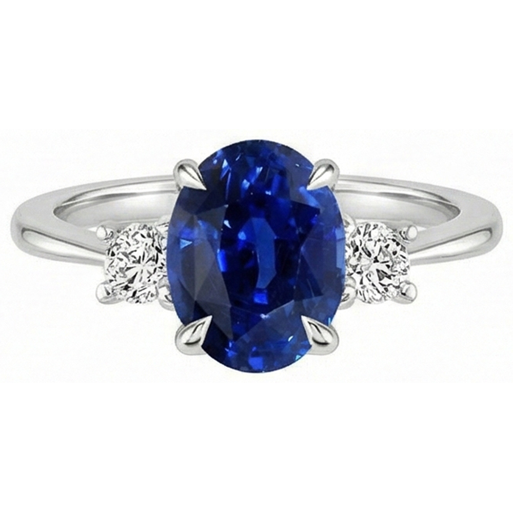 echter oval diamant 3.50Karat ring Profilansicht