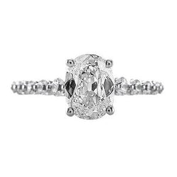 Ovaler alter Bergmann Echt Aus der Erde Abgebauter Natürlicher Diamant Solitaire Ring mit Akzenten Schmuck 3 Karat