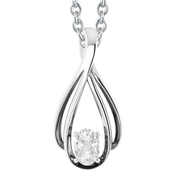 Ovaler alter Bergmann Natürlich Diamant Schmuck Anhänger 1 Karat Weißgold 14K