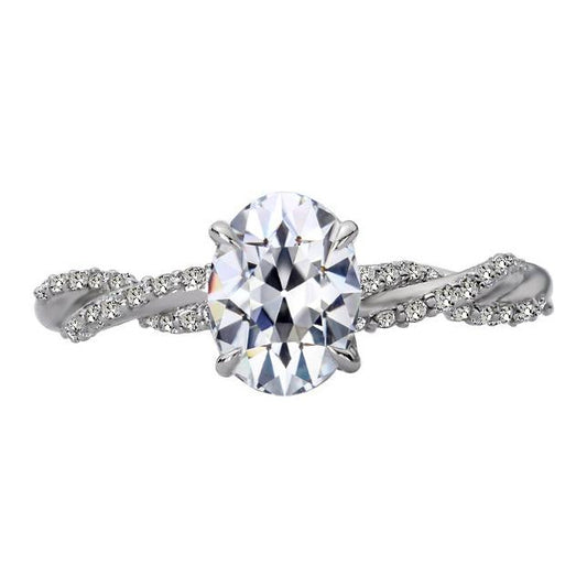 Ovaler alter Minenschliff Echt Diamantring Zinke verdrehter Schaft 5 50 Karat