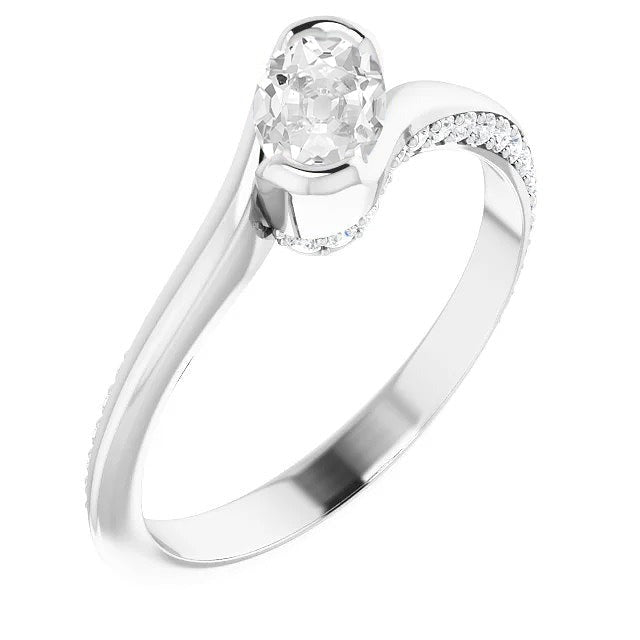 Ovaler alter europäischer Echt Diamant-Verlobungsring 5.50 Karat Twisted Style