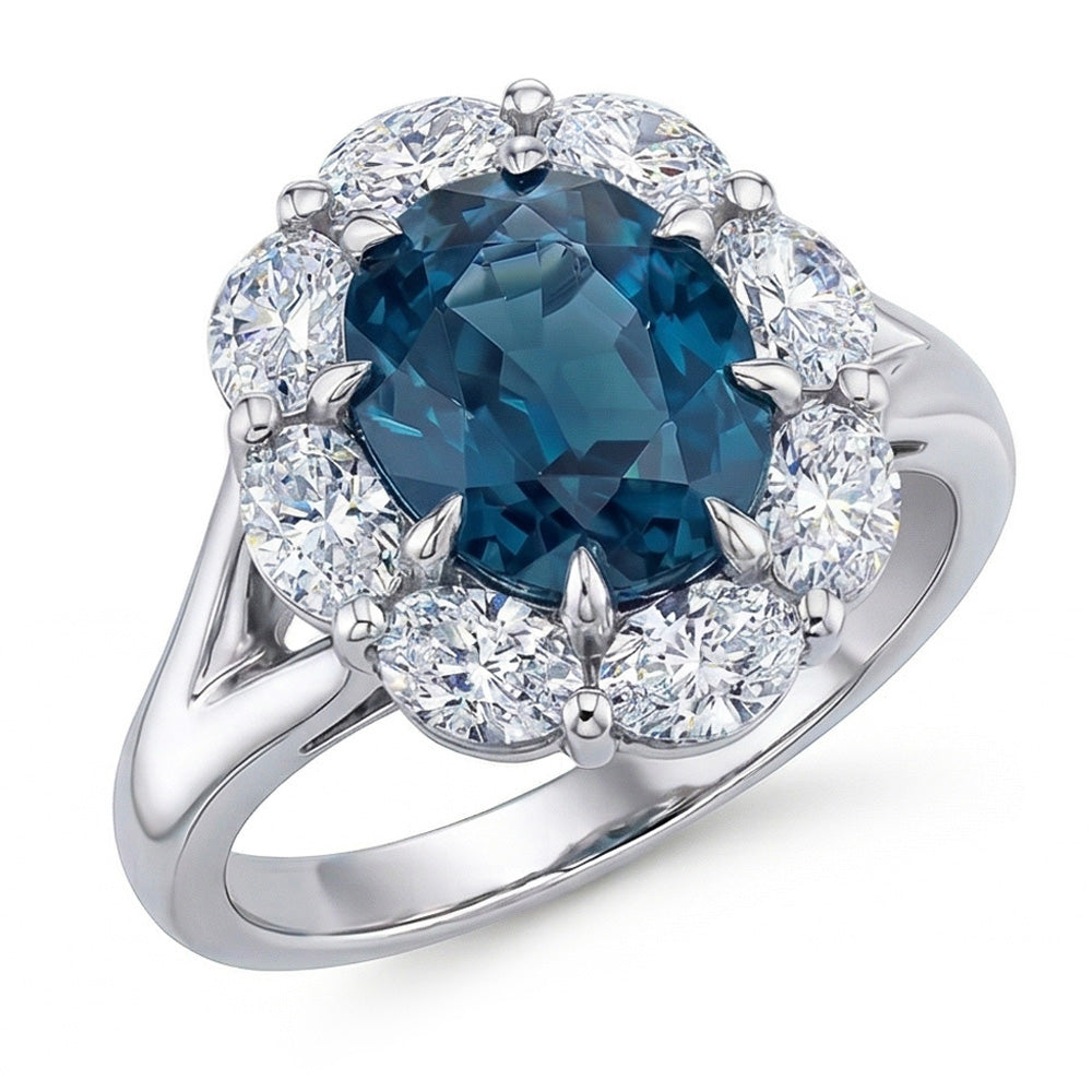 echter oval diamant 3.30Karat ring Seitenansicht