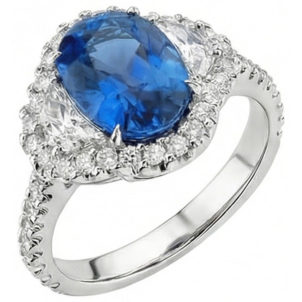 echter oval diamant 2Karat ring Seitenansicht