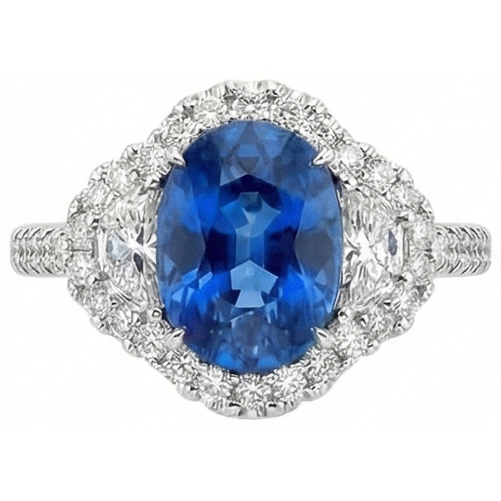 echter oval diamant 2Karat ring Vorderansicht