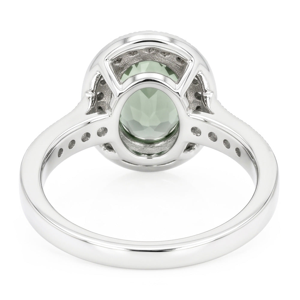 Ovaler grüner Saphir-Halo-Ring
