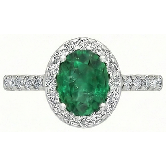 Ovaler grüner Smaragd- und Aus der Erde Abgebauter Natürlicher Diamant-Verlobungsring mit 4,30 ct