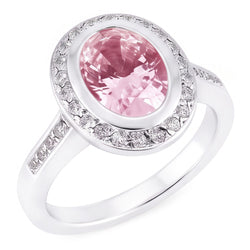 Ovaler rosa Halo-Edelstein-Ring 2.41 ct Weißgold 14K