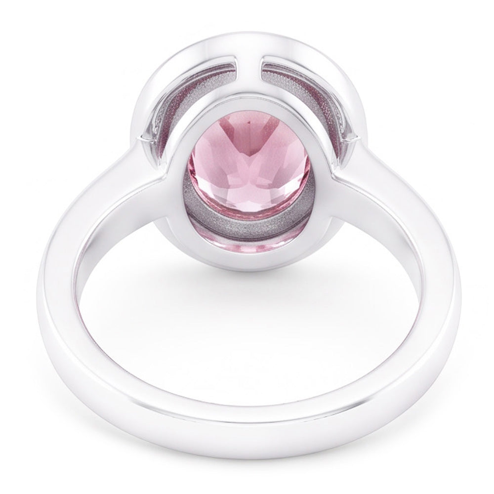 Ovaler rosa Halo-Edelstein-Ring 2.41 ct Weißgold 14K