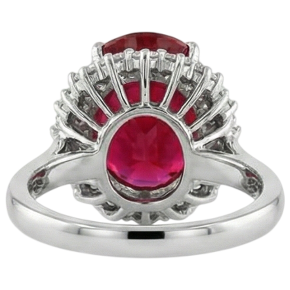 echter oval rubin 10.50Karat ring auf Weiß