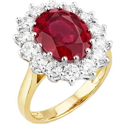 echter oval rubin 4.75Karat ring Seitenansicht